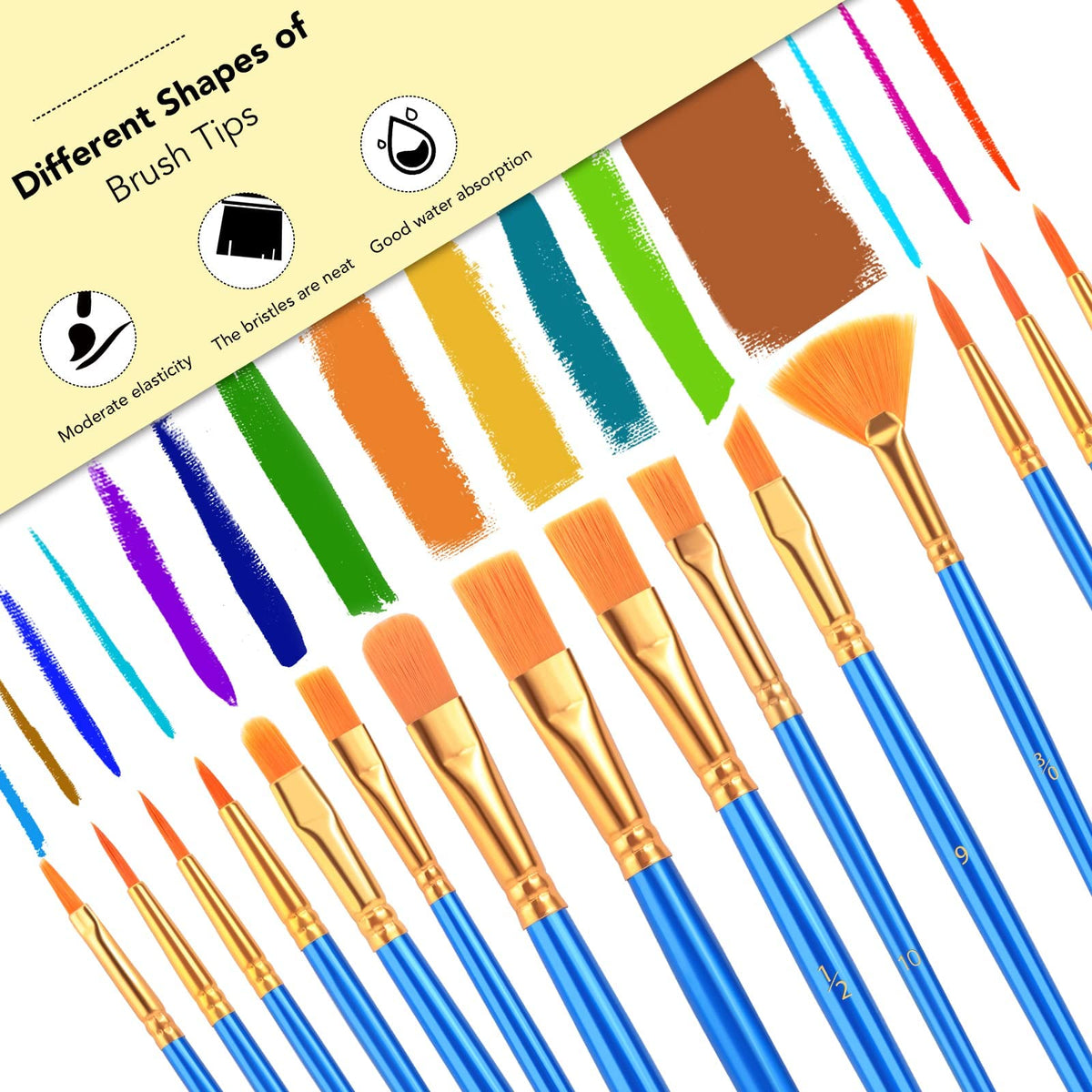 AROIC 10 Pcs Paint Brushes, Acrylic Oil Watercolor Painting Brush Set Jansha Store