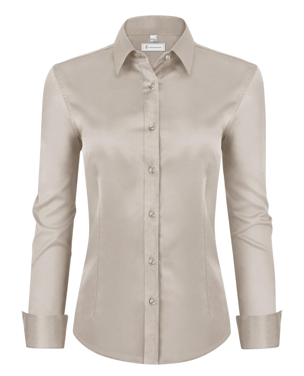 siliteelon Womens Classic-Fit Dress Shirts Long Sleeve Button Down Wrinkle-Free Stretch Solid Casual Work Office Blouse Top Jansha Store