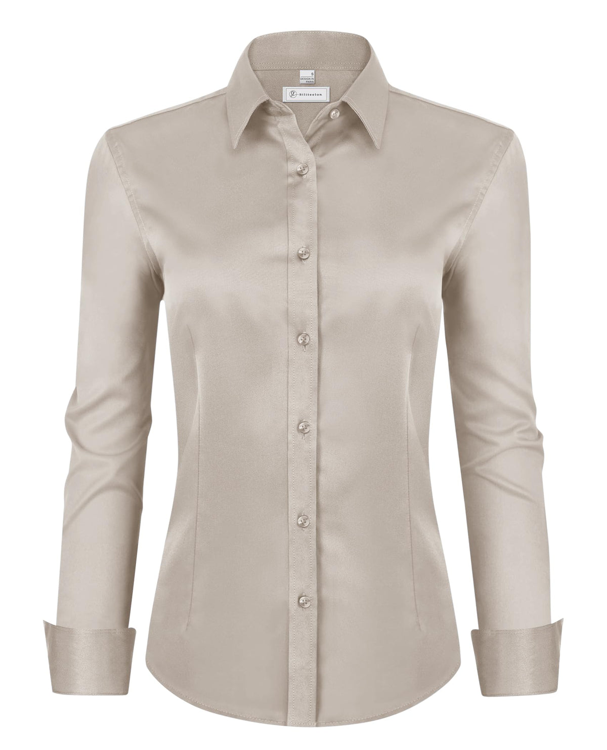 siliteelon Womens Classic-Fit Dress Shirts Long Sleeve Button Down Wrinkle-Free Stretch Solid Casual Work Office Blouse Top Jansha Store