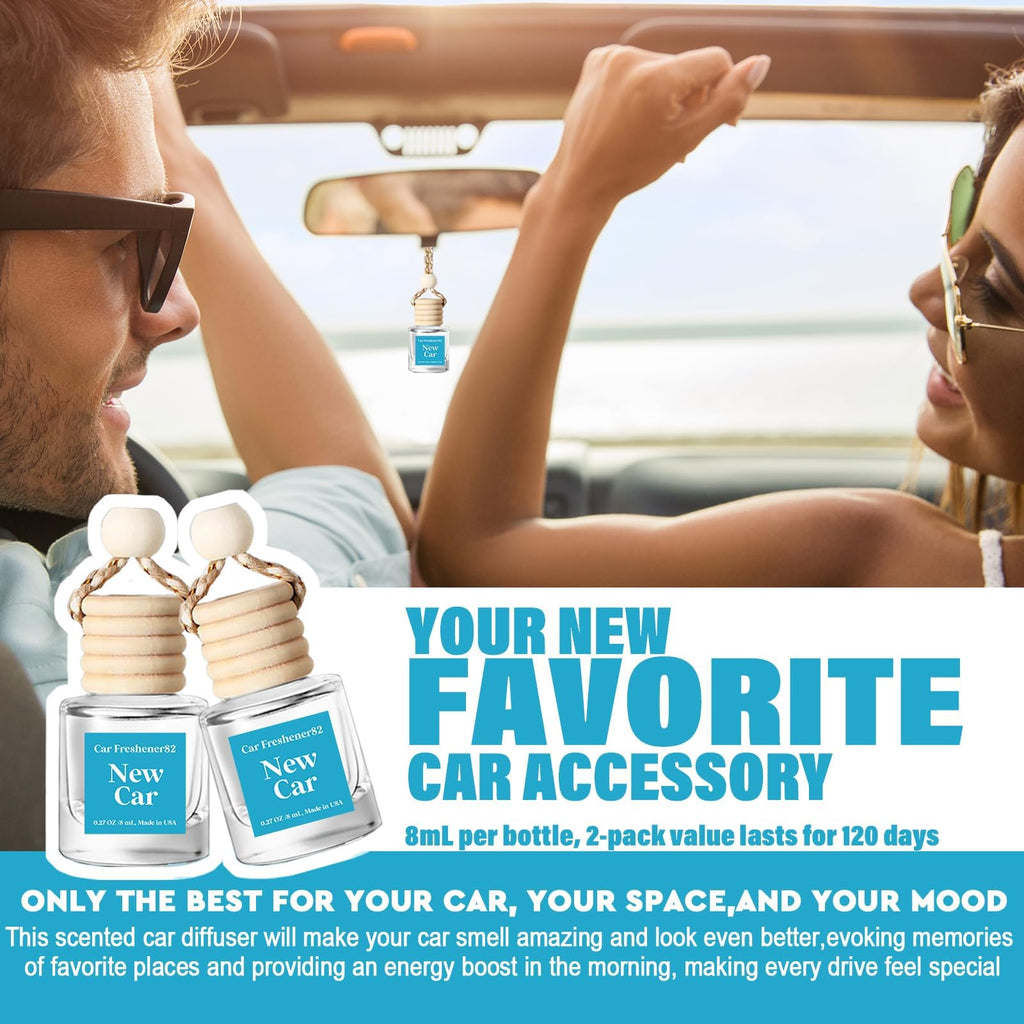 C Classy Car Air Freshener Hanging 2 Pack, Mahogany Teakwood Essential Oil Diffuser, Cute Glass Bottle, Long-Lasting Fragrance Car Accessories for Women & Men, Made in USA Jansha Store