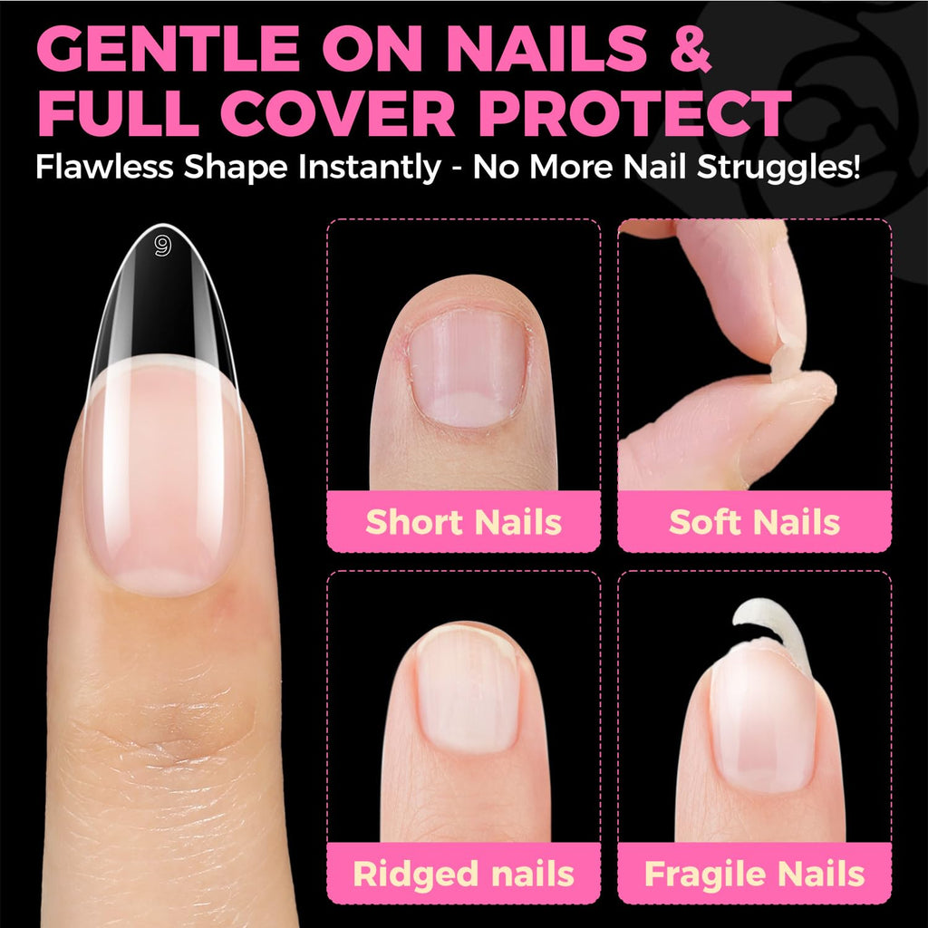 UNA GELLA Short Almond Nail Tips 504PCS Short Fake Nails Soft Press Ons Jansha Store
