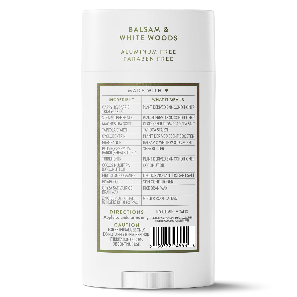 Native Aluminum Free Deodorant, Vanilla & Sandalwood, Large Size Stick, 72 Hour Odor Control, for Women & Men, Contains Naturally Derived Ingredients, 3.1 oz Jansha Store