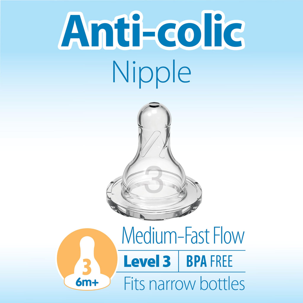 Dr. Brown’s Narrow Level 2 Medium Flow Nipple, 3m+, 6-Pack Jansha Store