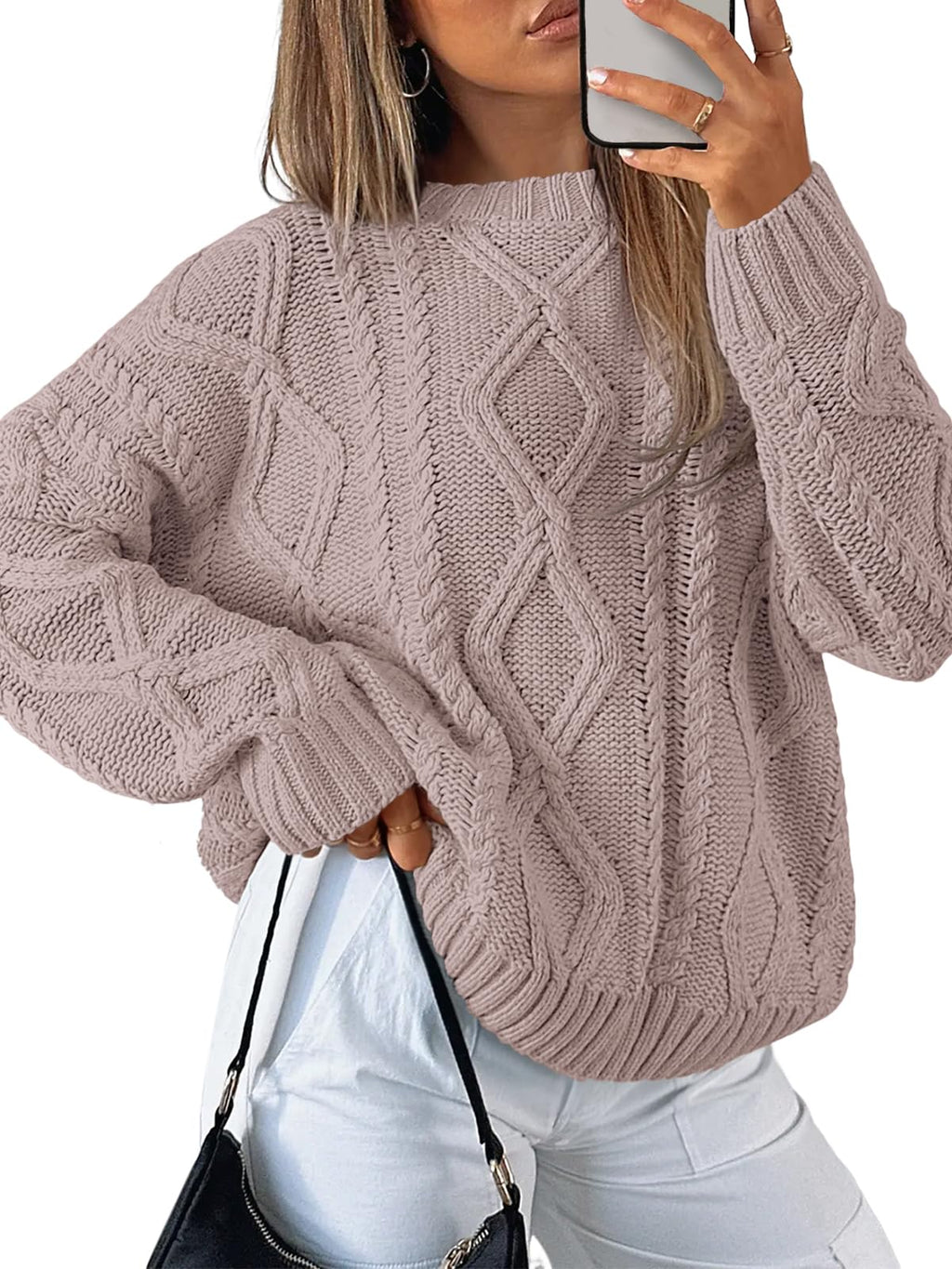Trendy Queen Women's Oversized Cable Knit Sweaters 2026 Fall Outfits Jansha Store