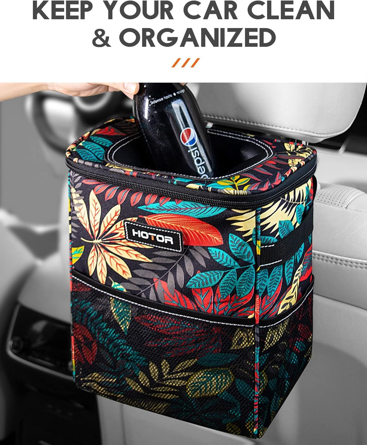 HOTOR Car Trash Can, Leakproof Car Organizer, 2-Gallon, Black Jansha Store