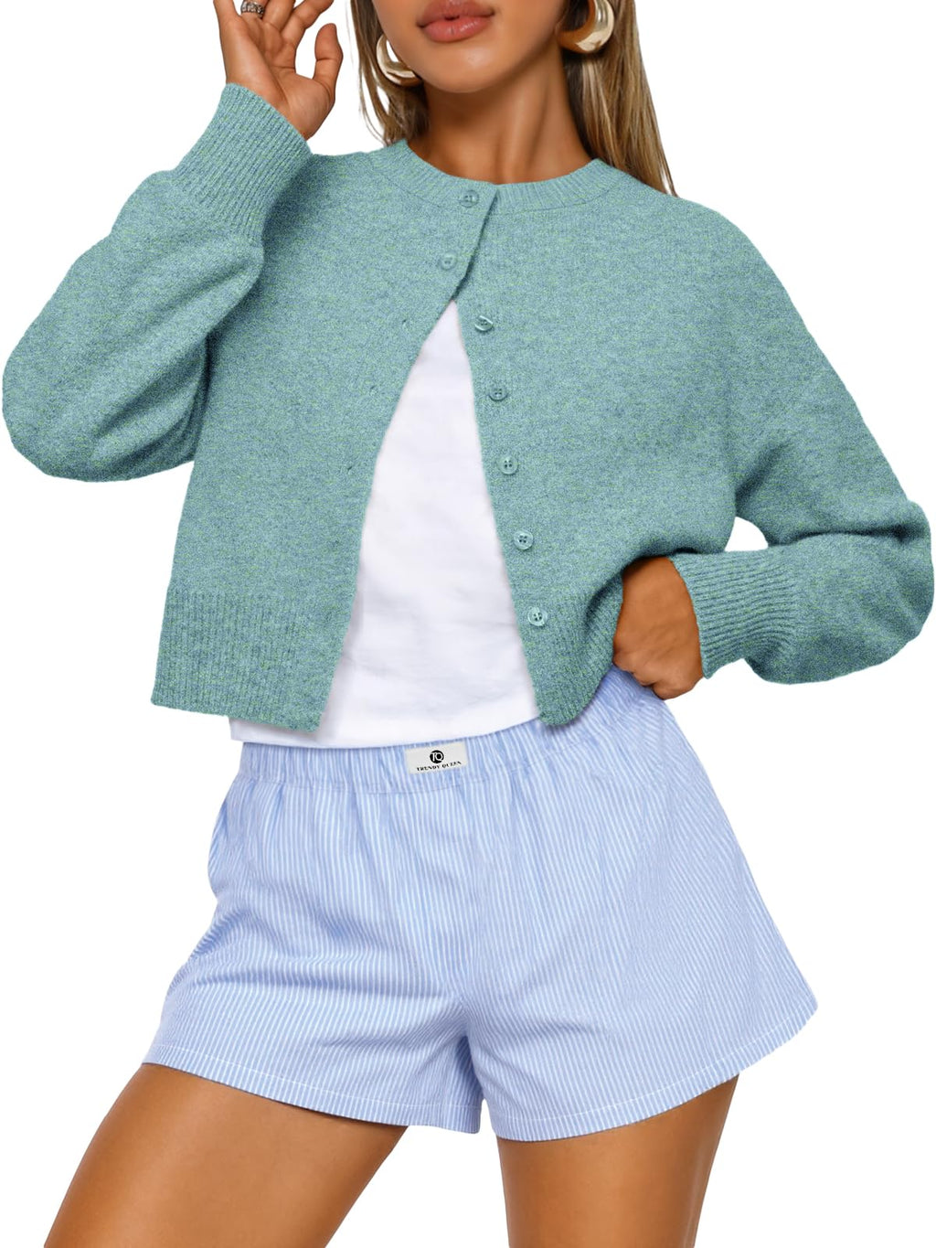 Trendy Queen Cropped Cardigan Sweaters for Women Fall Fashion Clothes 2026 Jansha Store