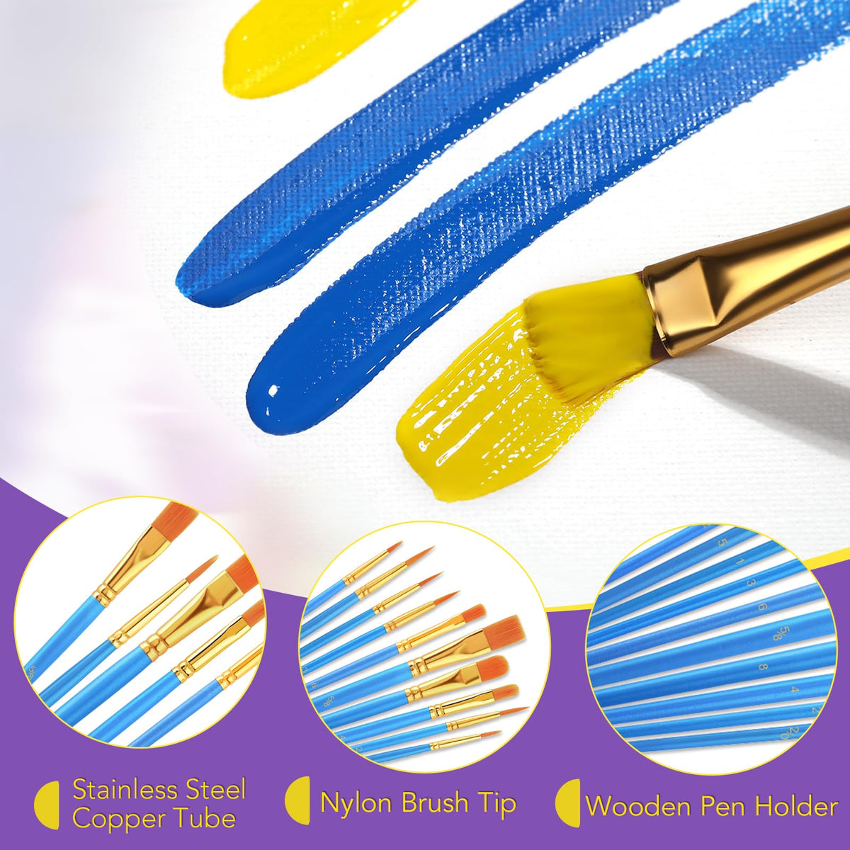 AROIC 10 Pcs Paint Brushes, Acrylic Oil Watercolor Painting Brush Set Jansha Store