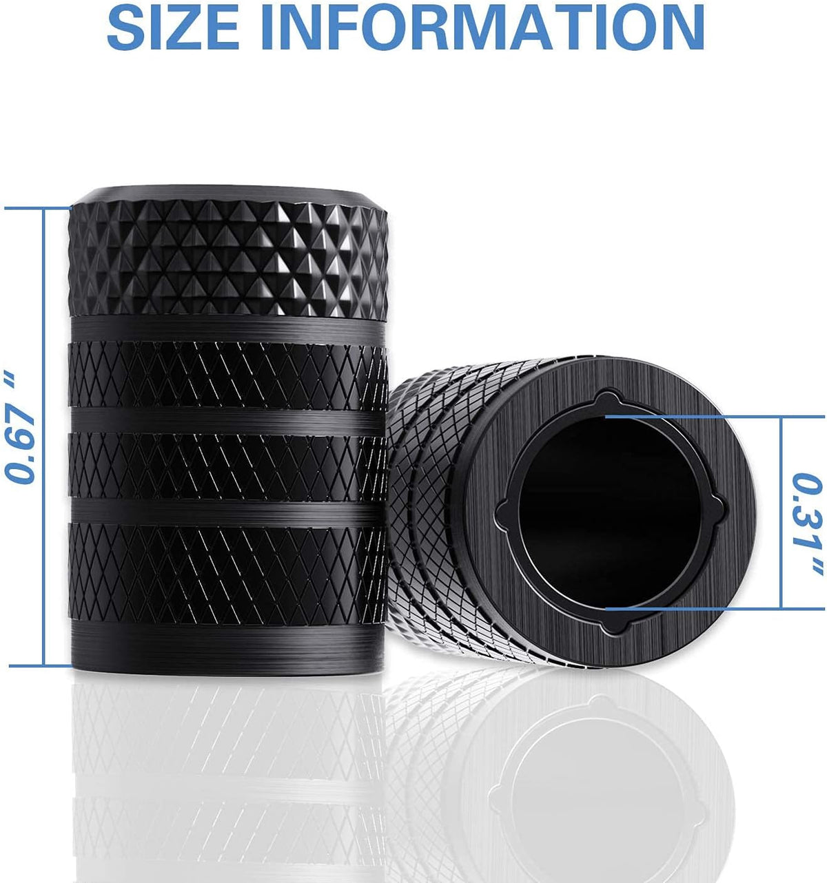 CKAuto Tire Valve Stem Caps, Aluminum Black, 4 pcs/Pack Jansha Store