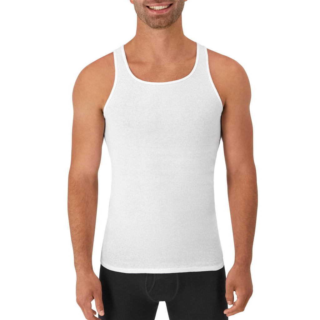 Hanes Men's Tank Undershirt Pack, Cotton Tank Undershirt, Moisture-Wicking, Breathable, White or Grey/Black, Multi-Pack Jansha Store