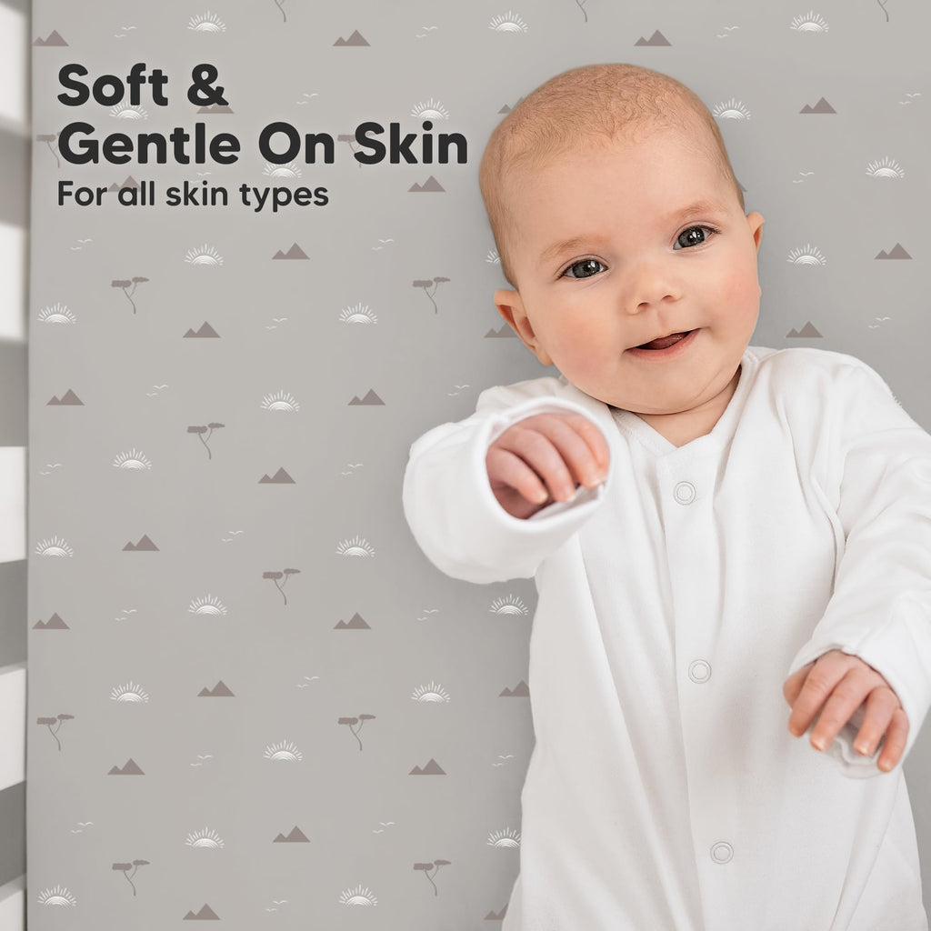 KeaBabies 2pk Organic Cotton Crib Sheets for Boys Girls 52x28, Soft White Jansha Store