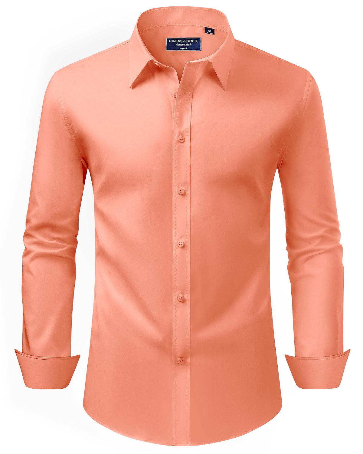 Alimens & Gentle Men's Dress Shirt Regular Fit Stretch Stain Shield Long Sleeve Solid Business Wedding Button Down Shirts Jansha Store