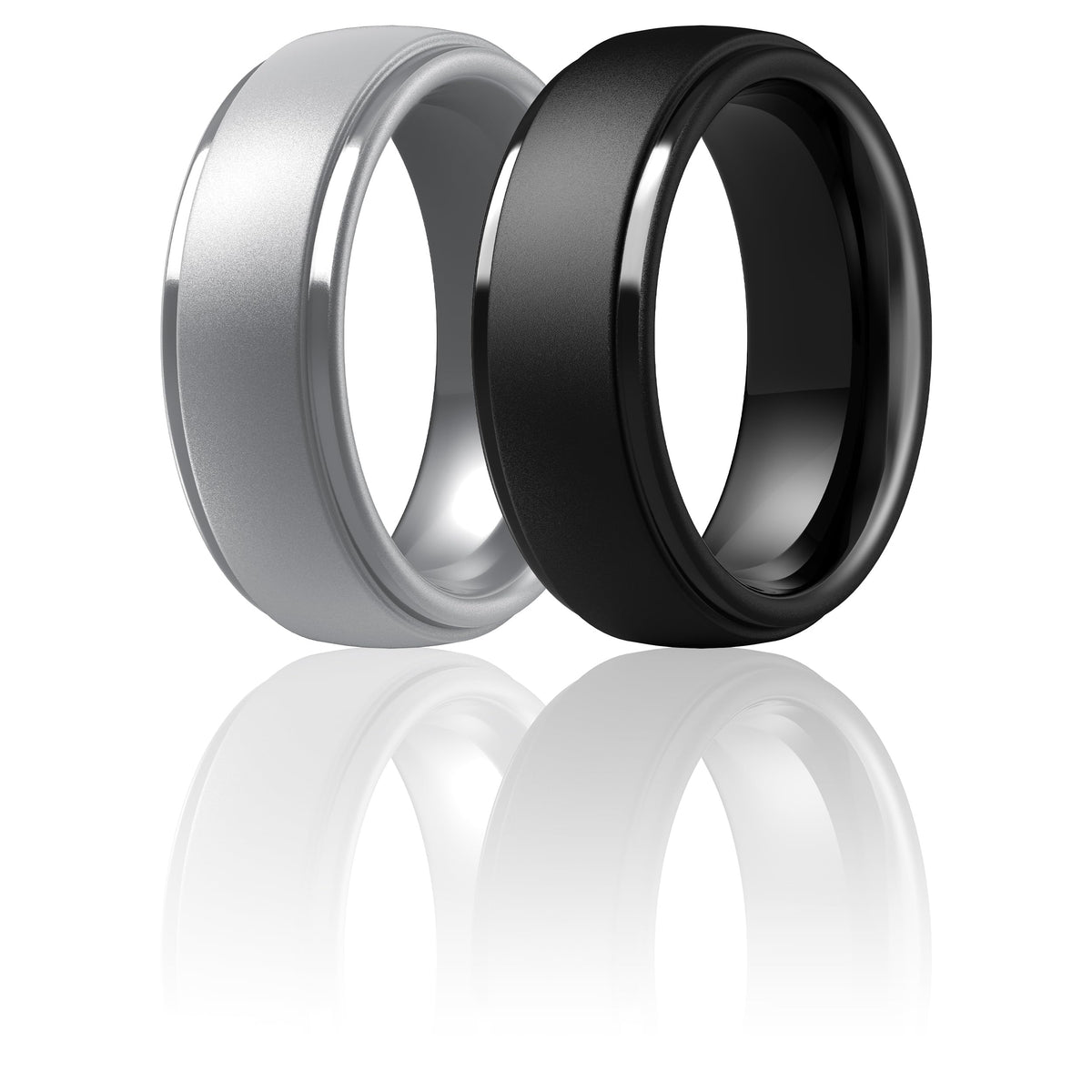 ThunderFit Silicone Rings for Men, Step Edge Rubber Wedding Bands 10mm Wide Jansha Store