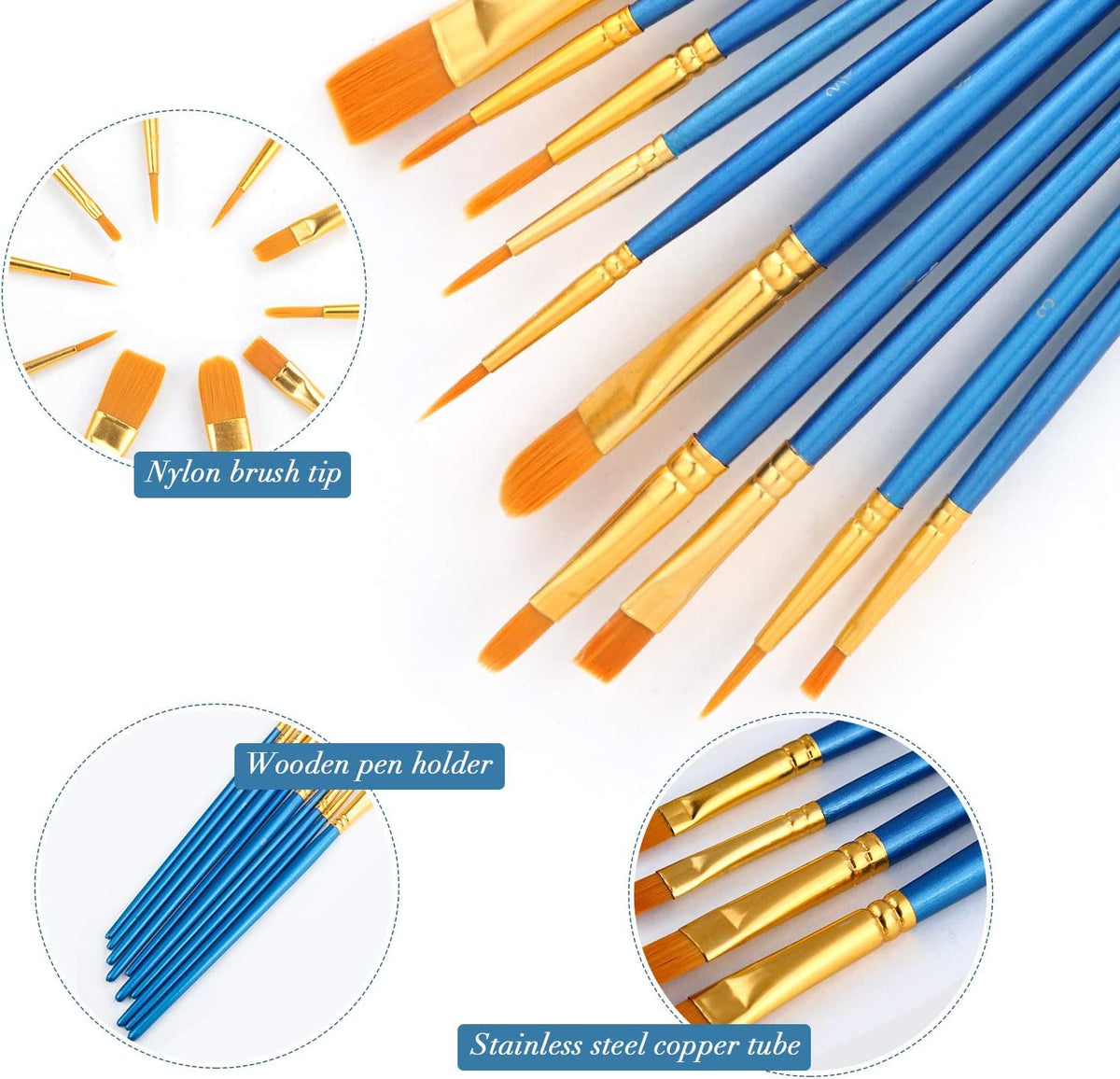 AROIC 10 Pcs Paint Brushes, Acrylic Oil Watercolor Painting Brush Set Jansha Store