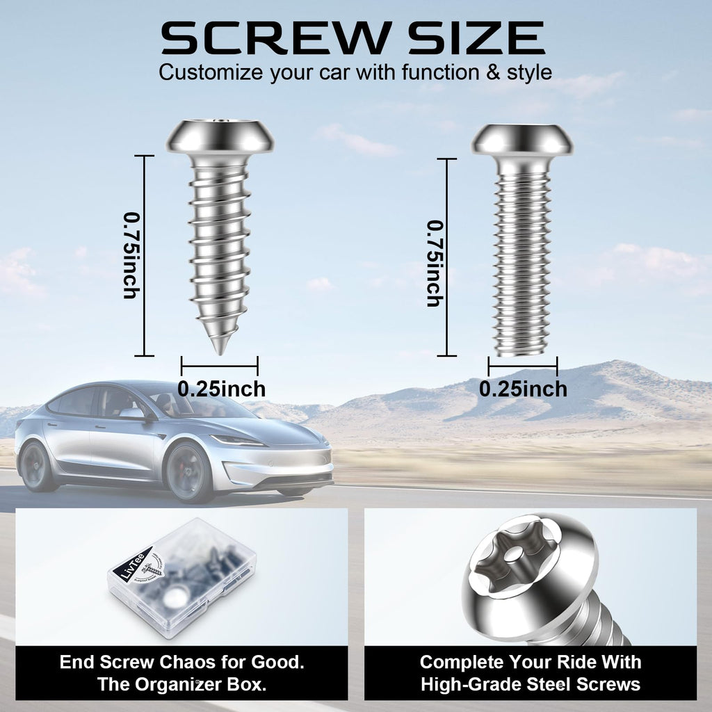 LivTee Rustproof License Plate Screws for Securing License Plates Frames and Covers on Cars and Trucks, 4 Sets Premium Stainless Steel Self Tapping Mounting Bolts (Black Zinc Plated) Jansha Store
