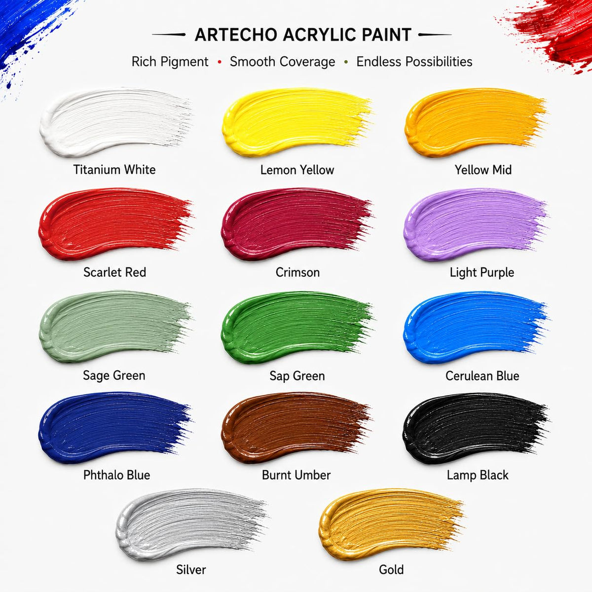 Artecho White Acrylic Paint, Titanium White Paint (120ml / 4.05oz) Tubes, Art Craft Paints for Canvas Painting, Rock, Stone, Wood, Fabric, Art Supplies Jansha Store
