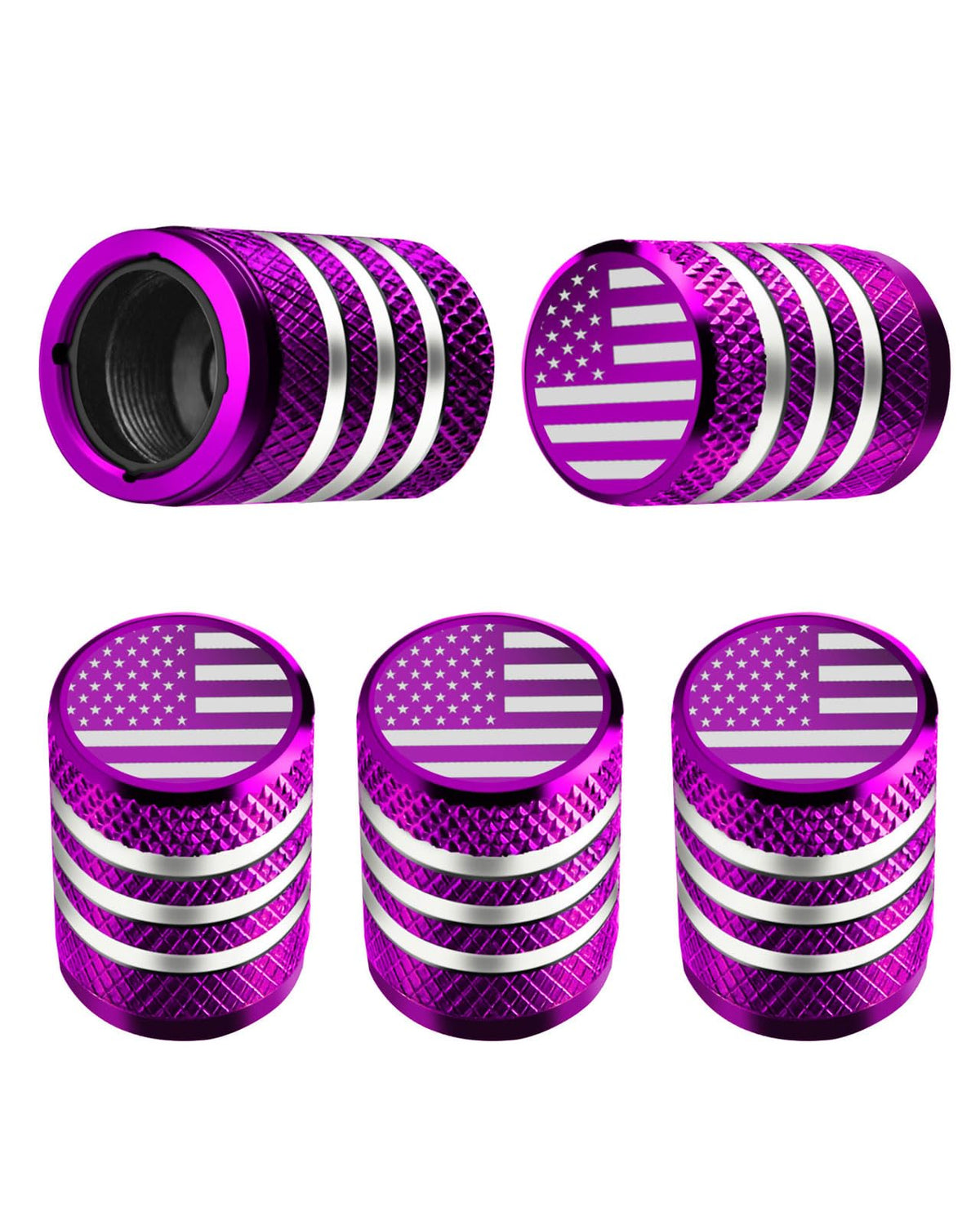 DECURCAR Tire Valve Stem Caps 5 Pack American Flag - Black Jansha Store
