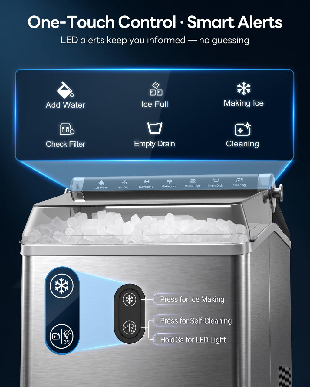 Nugget Ice Maker Countertop,55LBS/Day Ready in 4 Mins, Stainless Steel Jansha Store