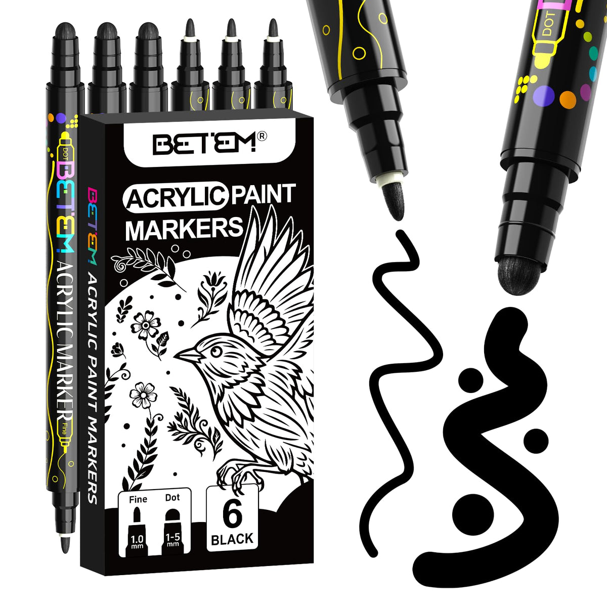 Betem 12 Colors Dual Tip Acrylic Paint Markers, Fabric Decorating Kits Jansha Store