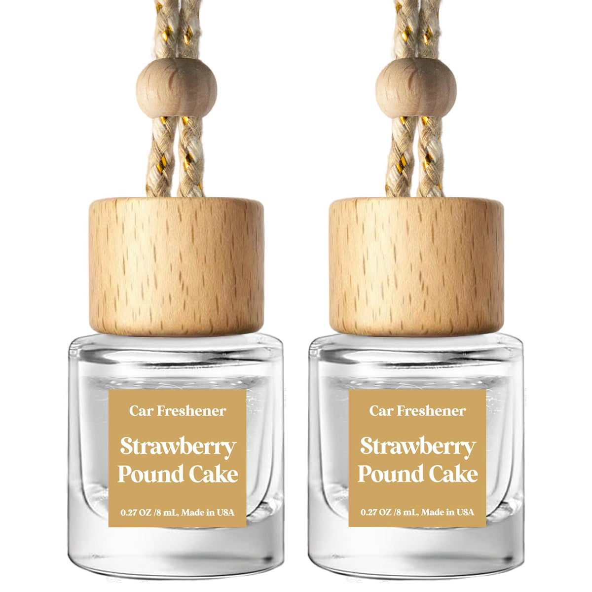 C Classy Car Air Freshener Hanging 2 Pack, Mahogany Teakwood Essential Oil Diffuser, Cute Glass Bottle, Long-Lasting Fragrance Car Accessories for Women & Men, Made in USA Jansha Store