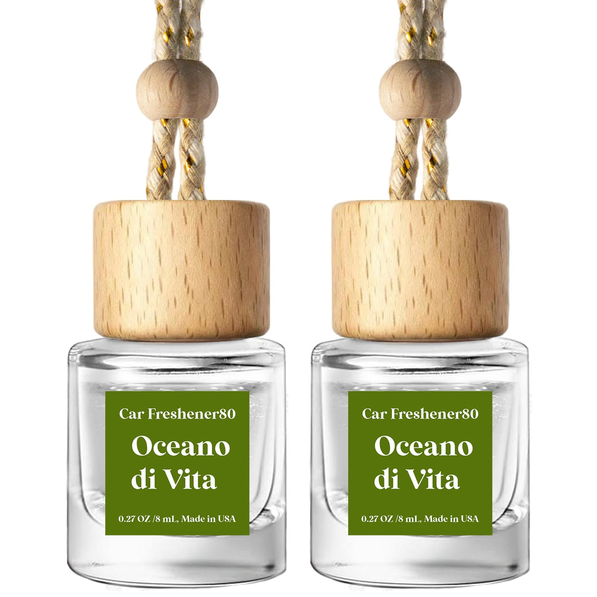 C Classy Car Air Freshener Hanging 2 Pack, Mahogany Teakwood Essential Oil Diffuser, Cute Glass Bottle, Long-Lasting Fragrance Car Accessories for Women & Men, Made in USA Jansha Store