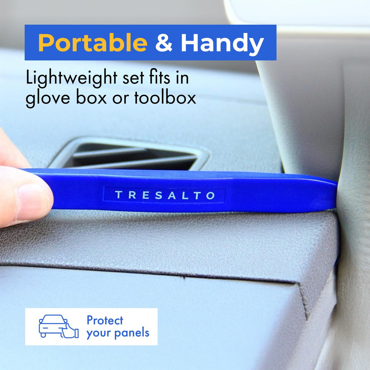 Tresalto Auto Trim Removal Tool Kit - 5 Piece set for Dash, Door Panel, Clip Remover - Scratch-Resist Nylon Pry Tools for Interior Car Trims Work - Panel Prying Tools Included - Blue Jansha Store
