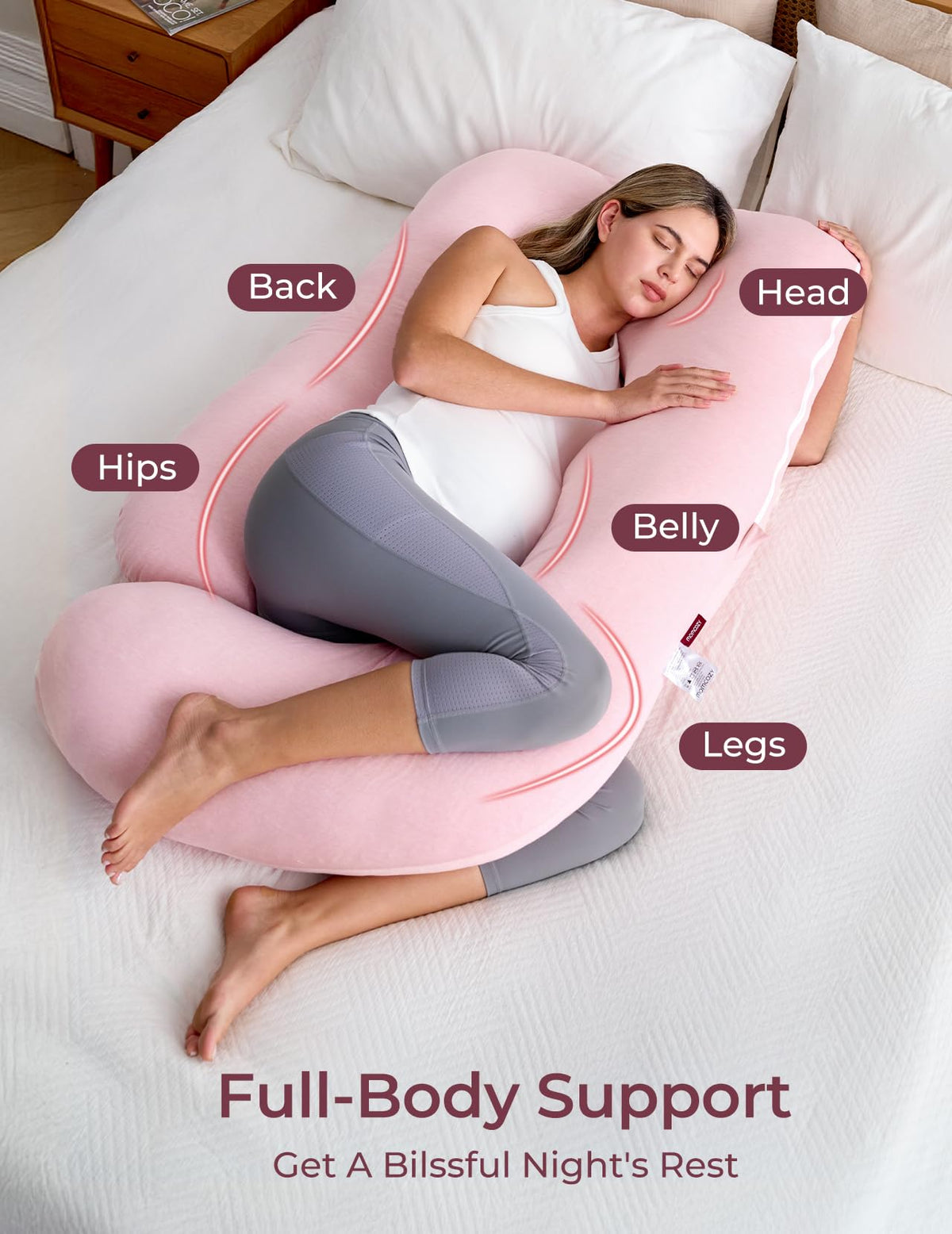 Momcozy Pregnancy Pillow for Sleeping - U Shaped Full Body Maternity Pillow Jansha Store
