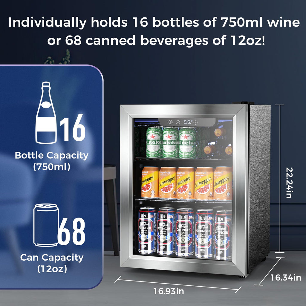 Electactic Mini Fridge 130 Can Beverage Refrigerator Cooler, 3.2 Cu.Ft Drink Fridge for Soda Wine Beer, Adjustable Temperature Control for Home Office, Black Jansha Store