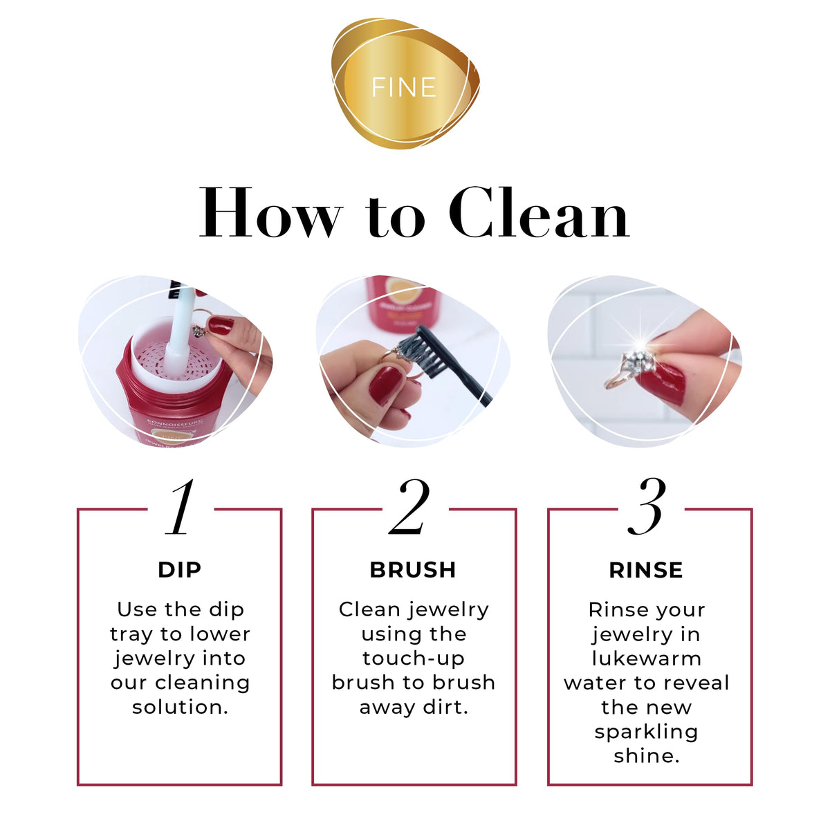 CONNOISSEURS Premium Edition Jewelry Cleaner, Value Size 9.6oz - Pick from Fine, Silver or Delicate Jewelry Cleaner Jansha Store