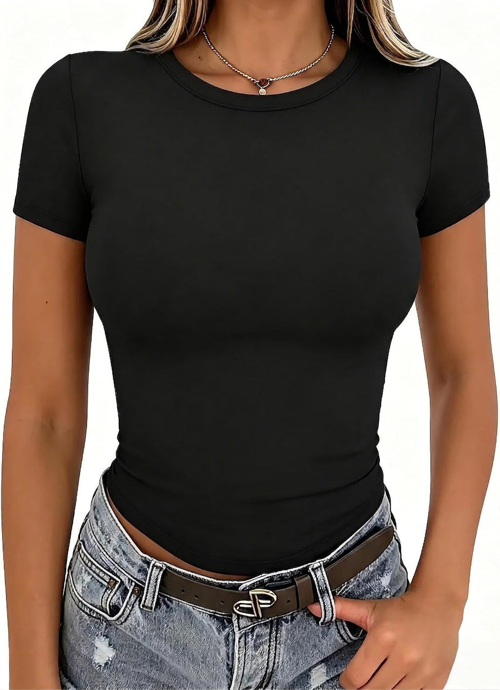 Zeagoo Women Short Sleeve T Shirts Fitted Summer Tops Stretchy Basic Tee Jansha Store