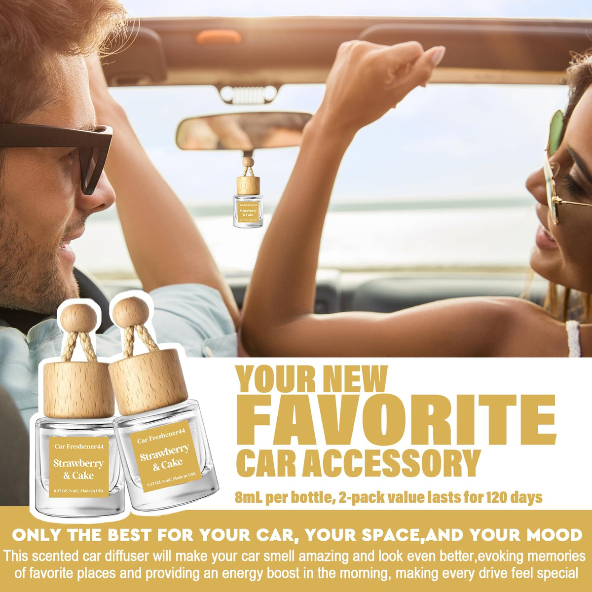 HoogaLife Car Air Freshener Diffuser 2 Pack Hanging Air Freshener Diffuser - Vanilla Cream Fragrance Oil Air D iffuser for Car, 45+ days Long Lasting Fragrance Made in USA C ar Air Fresheners (V54) Jansha Store
