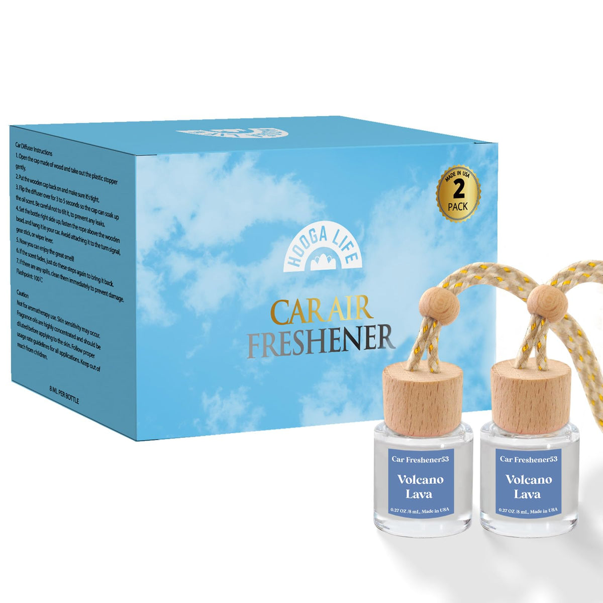 HoogaLife Car Air Freshener Diffuser 2 Pack Hanging Air Freshener Diffuser - Vanilla Cream Fragrance Oil Air D iffuser for Car, 45+ days Long Lasting Fragrance Made in USA C ar Air Fresheners (V54) Jansha Store
