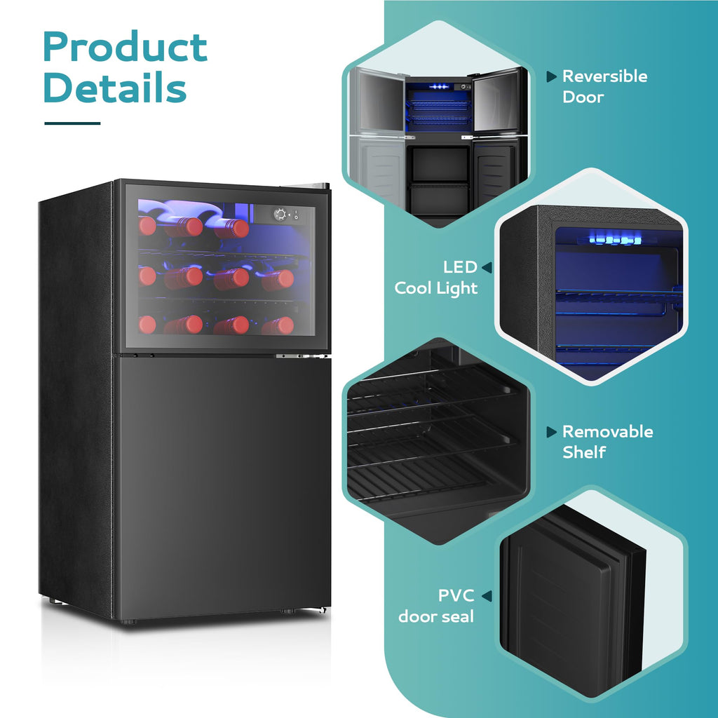 EUHOMY 24 Can Mini Fridge, 18L Beverage Refrigerator with Quiet Compressor Jansha Store