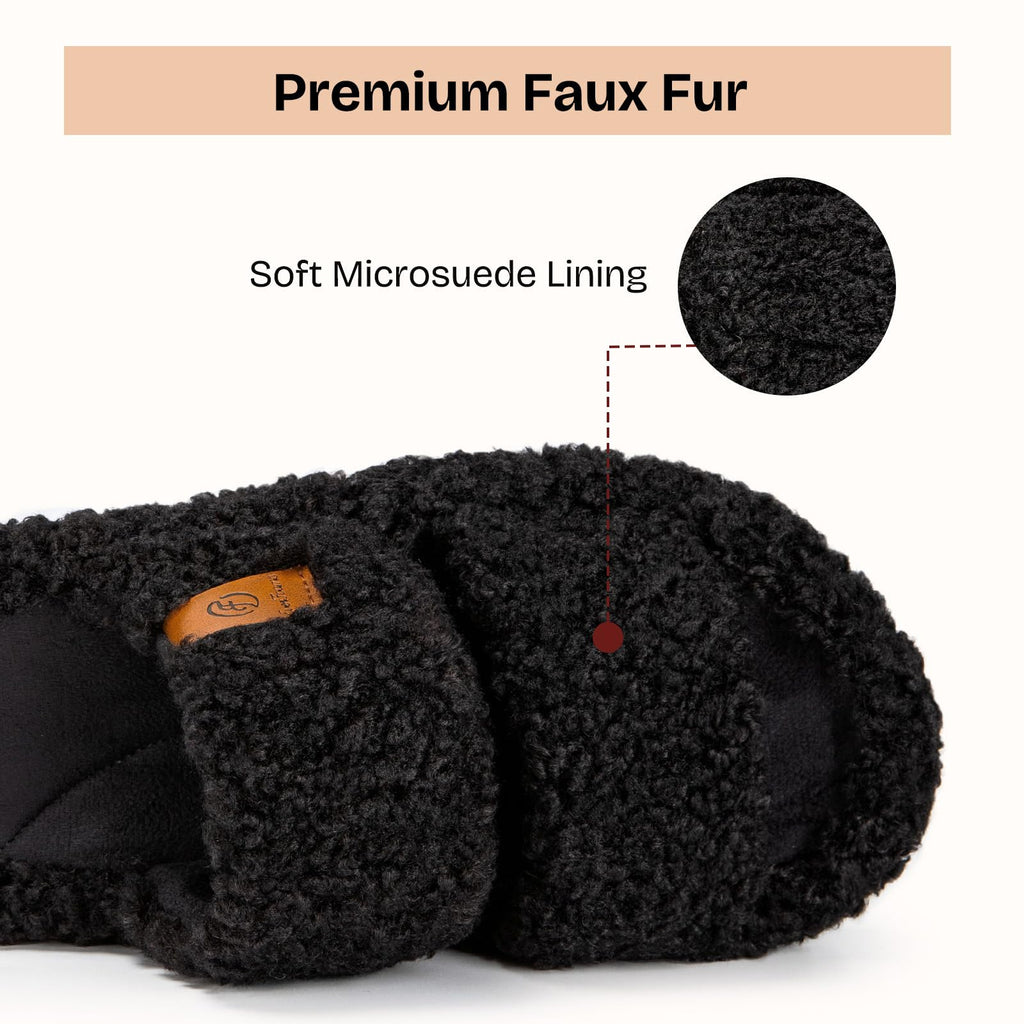 EverFoams Womens Fuzzy Open-toe Slippers Memory Foam Indoor House Shoes Jansha Store