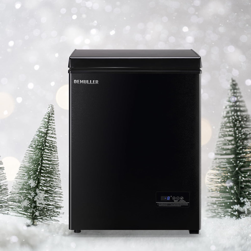 DEMULLER Chest Freezer 4.0 CU. FT Ultra-low Temperature Deep Freezers (Down to -12 ℉) with TWO Removable Baskets Accurate Display of Cabinet Temp Freestanding Black Jansha Store