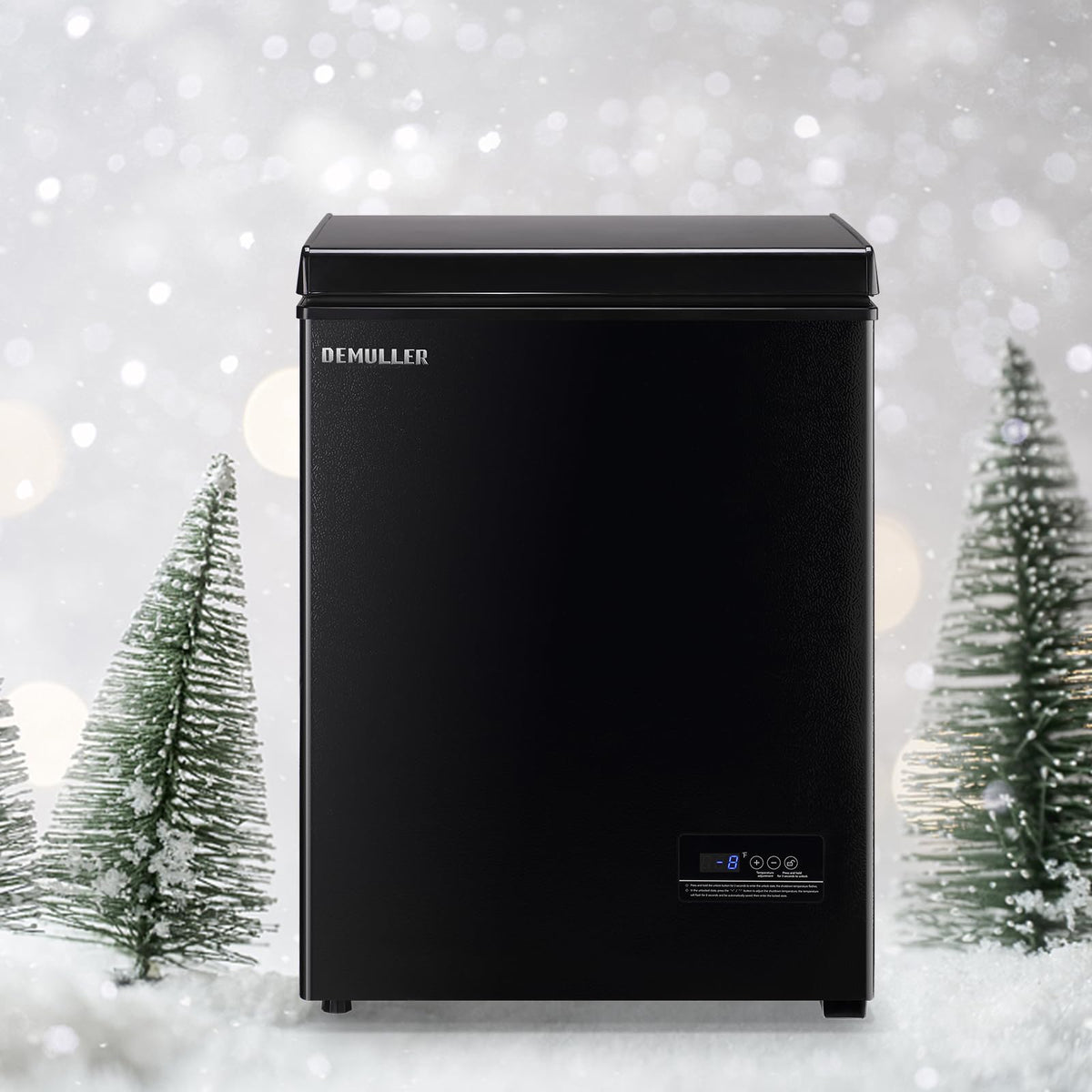 DEMULLER Chest Freezer 4.0 CU. FT Ultra-low Temperature Deep Freezers (Down to -12 ℉) with TWO Removable Baskets Accurate Display of Cabinet Temp Freestanding Black Jansha Store
