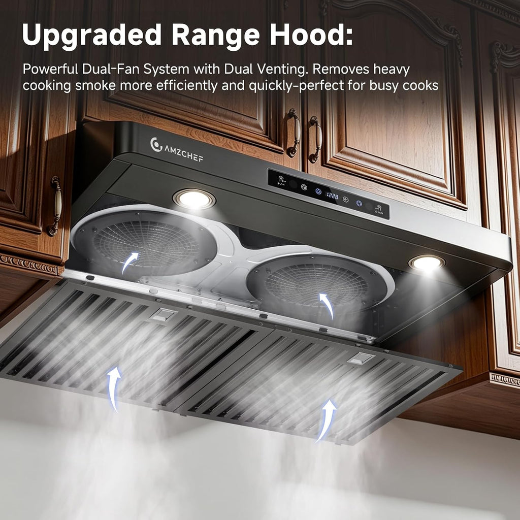 AMZCHEF 30" Stainless Steel Under Cabinet Range Hood, 1050 CFM Dual-Fan Jansha Store