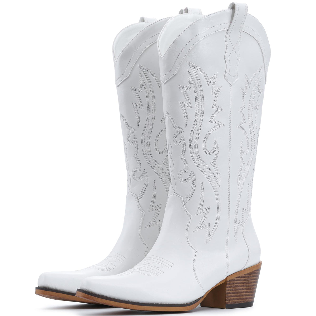 IUV Cowboy Boots For Women Western Cowgirl Boots Mid Calf Snip Toe Jansha Store