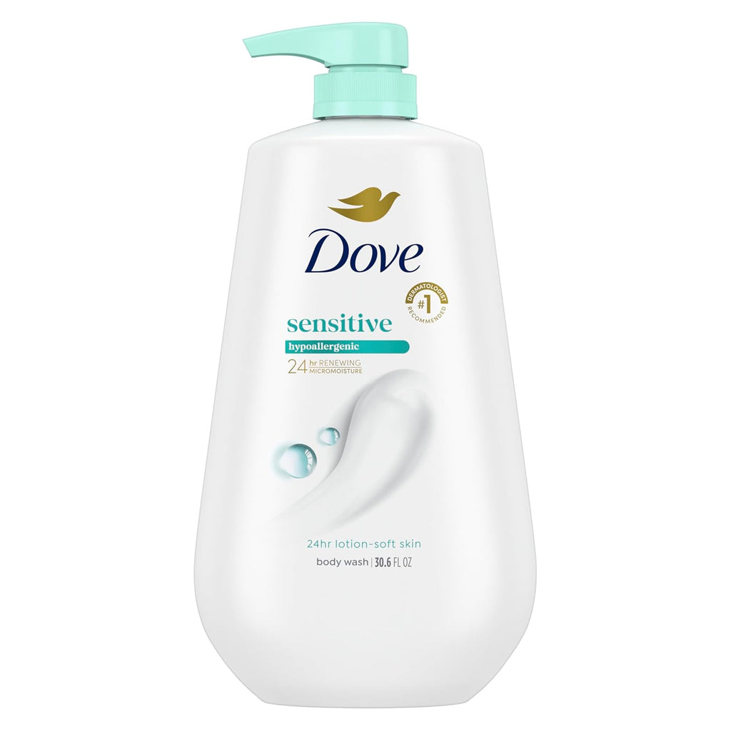 Dove Sensitive Skin Body Wash, 24hr Lotion-Soft Skin, 30.6 oz Jansha Store