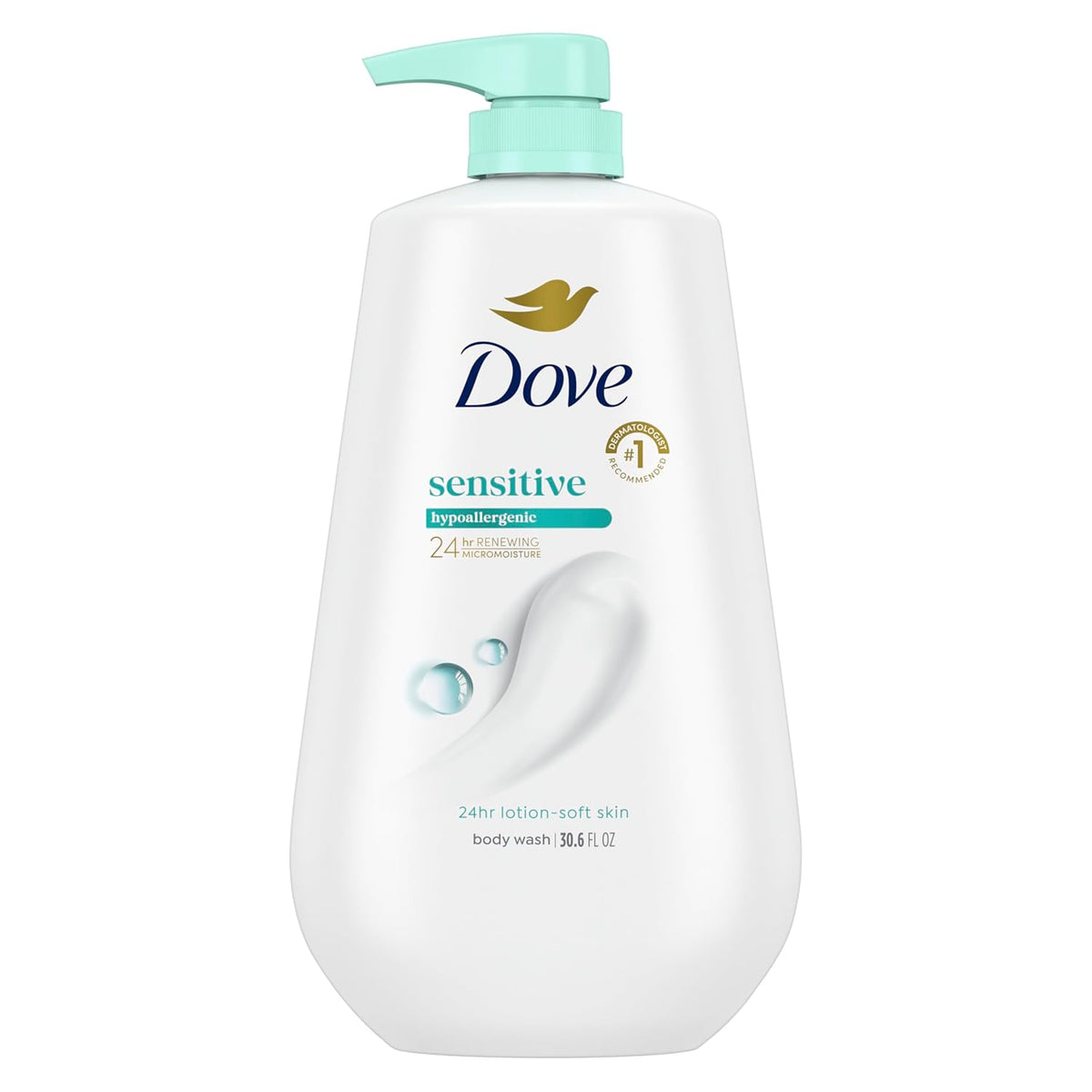 Dove Sensitive Skin Body Wash, 24hr Lotion-Soft Skin, 30.6 oz Jansha Store