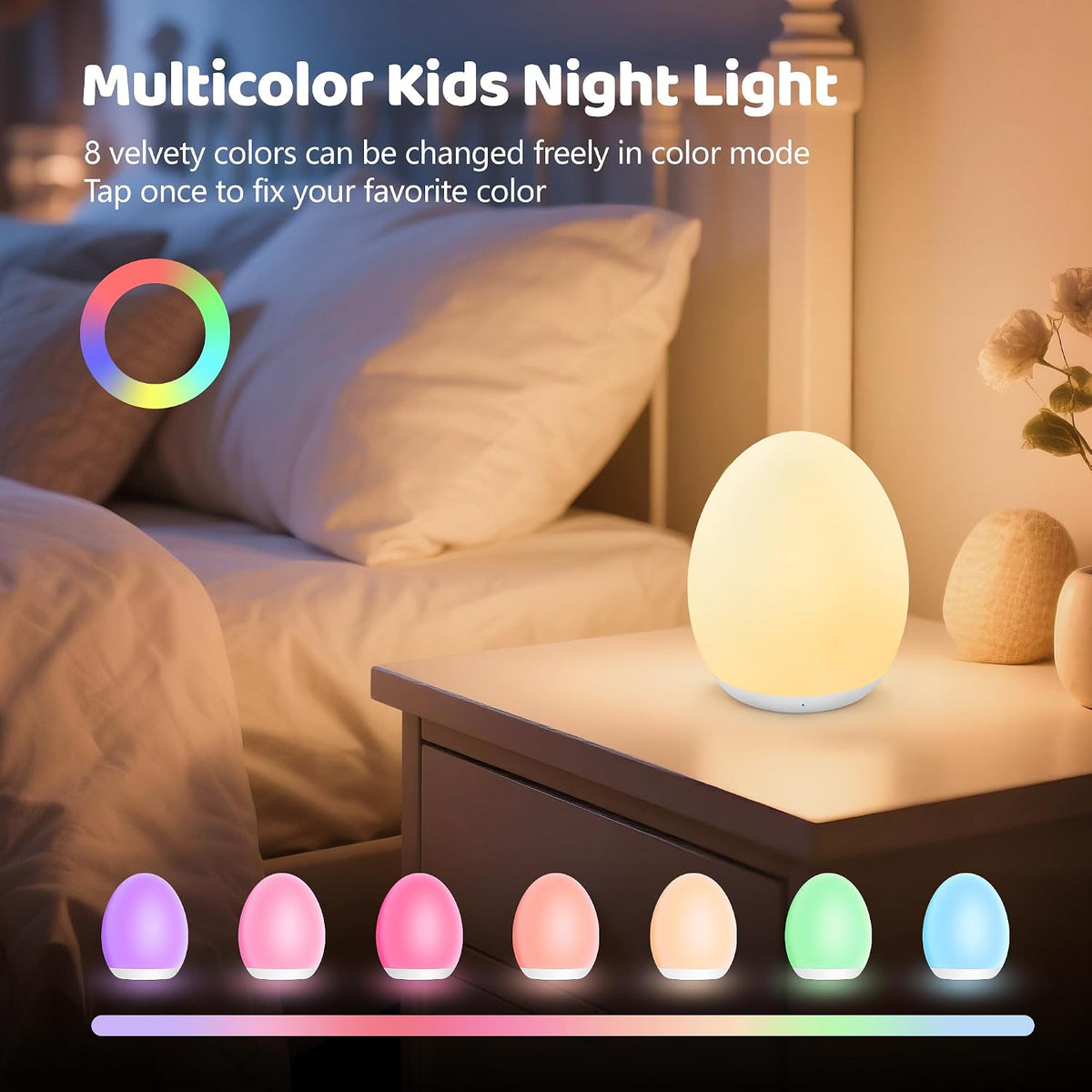 MediAcous Night Light for Kids, 7 Colors Changing Egg Light for Nursery Jansha Store
