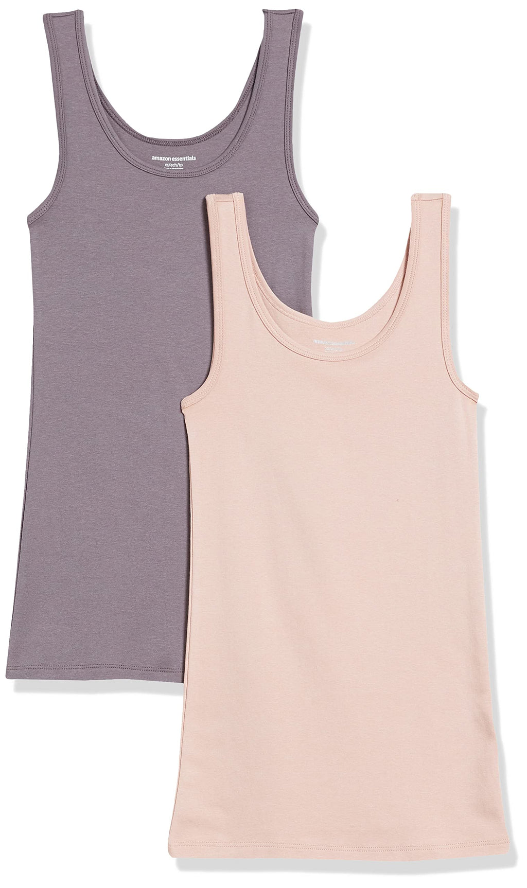 Amazon Essentials Women's Slim-Fit Ribbed Scoop Neck Tank Tops, Pack of 2 Jansha Store