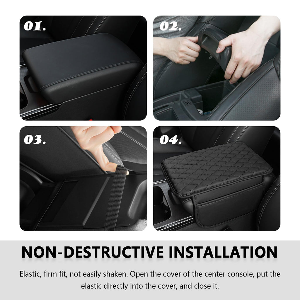 Stacool Upgraded Car Center Console Cover,Microfiber Leather Car Armrest Cover Cushion with 2 Storage Bags,Universal Car Armrest Storage Box (Brown) Jansha Store