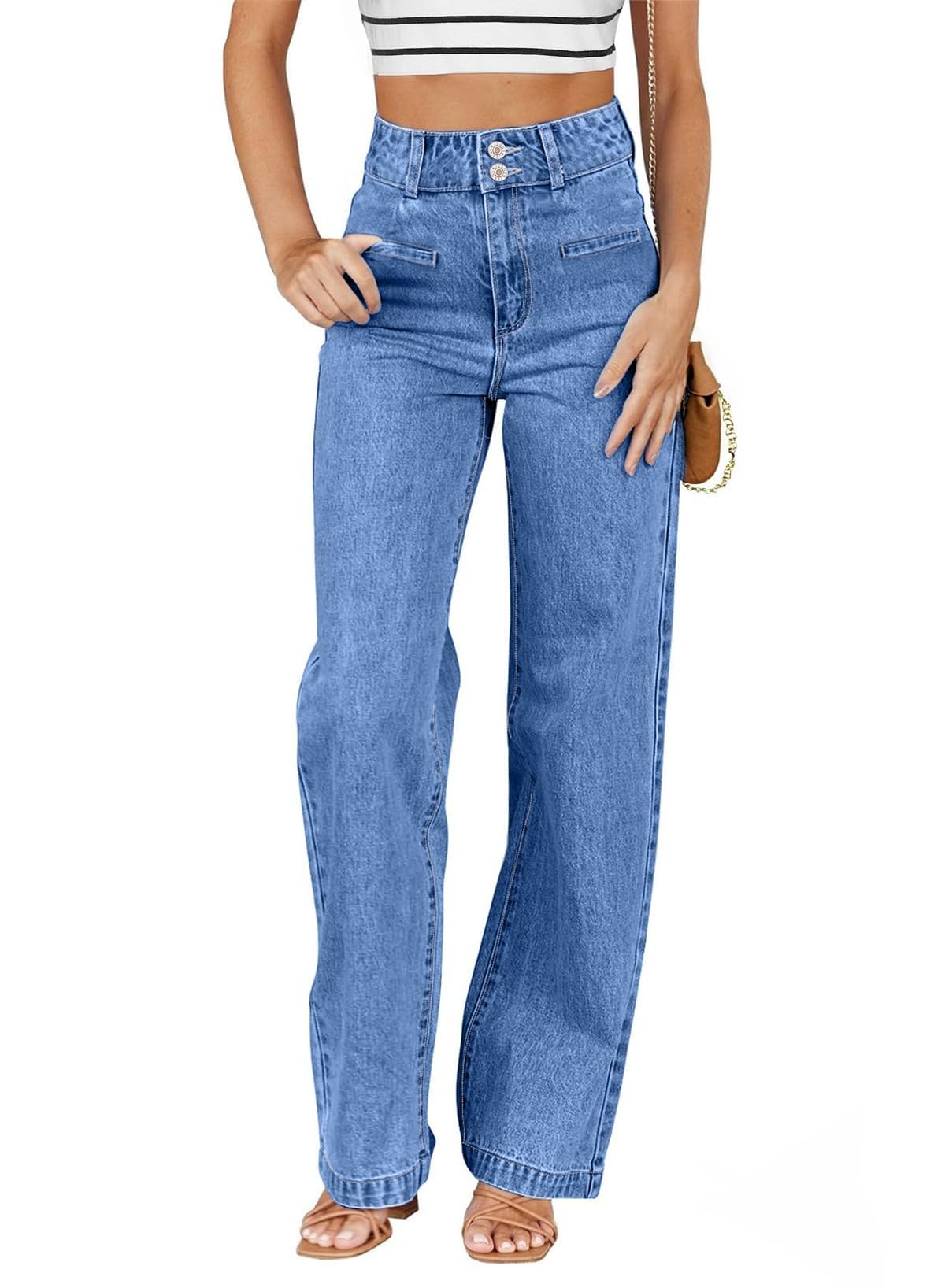 Sidefeel Jeans for Women High Waisted Straight Leg Denim Pants Jansha Store