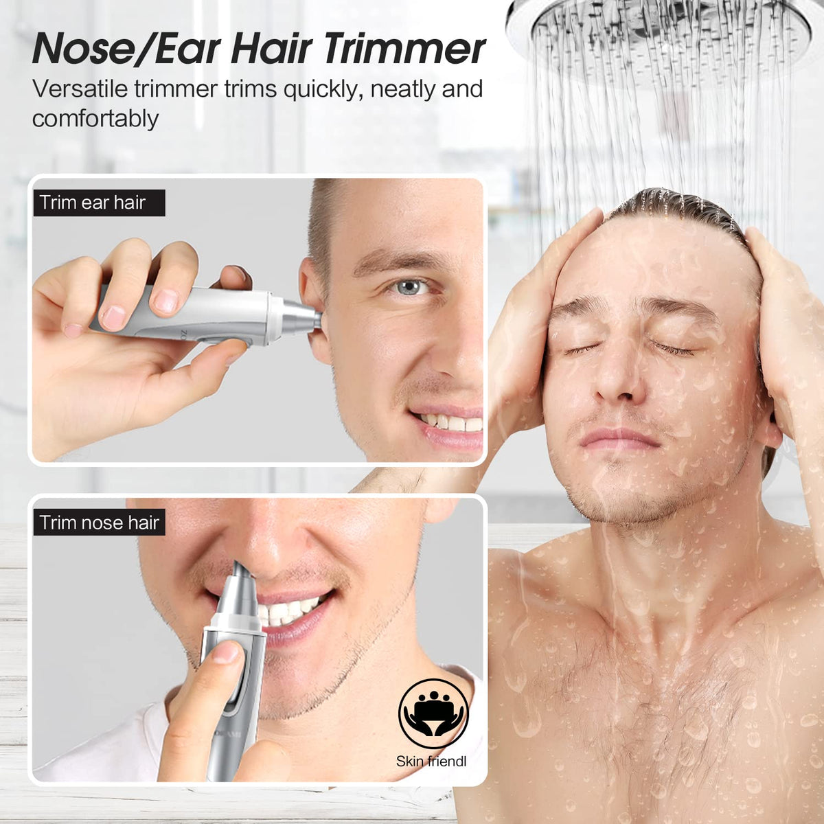 Ear and Nose Hair Trimmer Clipper - 2026 Professional Painless Eyebrow & Facial Hair Trimmer for Men Women,Battery-Operated Trimmer with IPX7 Waterproof,Dual Edge Blades for Easy Cleansing Black Jansha Store