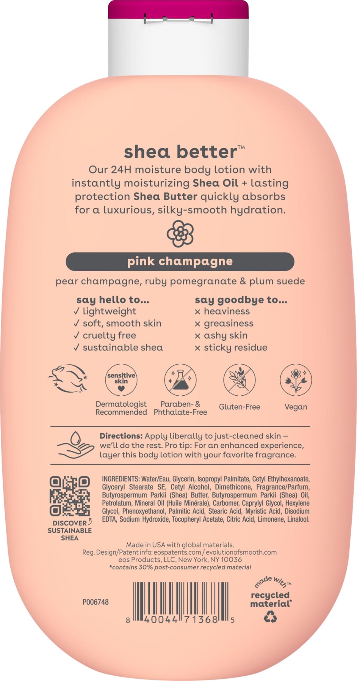 eos Shea Better Body Lotion- Vanilla Cashmere, 24-Hour Moisture, 16 fl oz Jansha Store