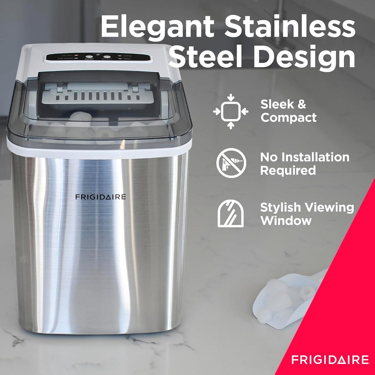Frigidaire 26 Lbs per Day Portable Compact Maker, Ice Making Machine, Stainless, Medium Jansha Store