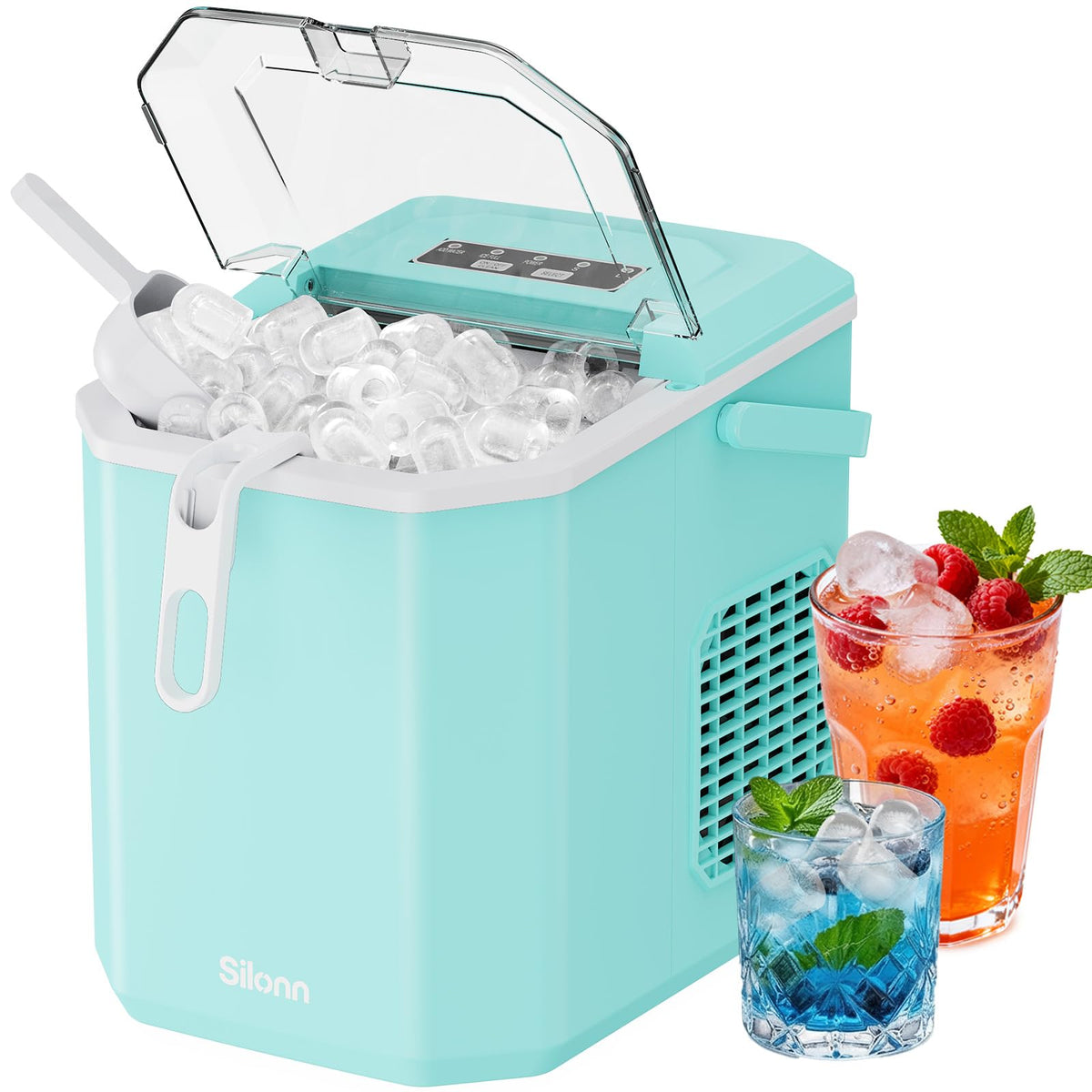 Silonn Countertop Ice Maker, Ice Makers Countertop with 2.5L Expandable Ice Basket & 1.8L Water Tank, 26Lbs/24H, 9 Bullet Ice in 6 Mins, Self-Cleaning, 2 Ice Sizes for Home Kitchen Jansha Store