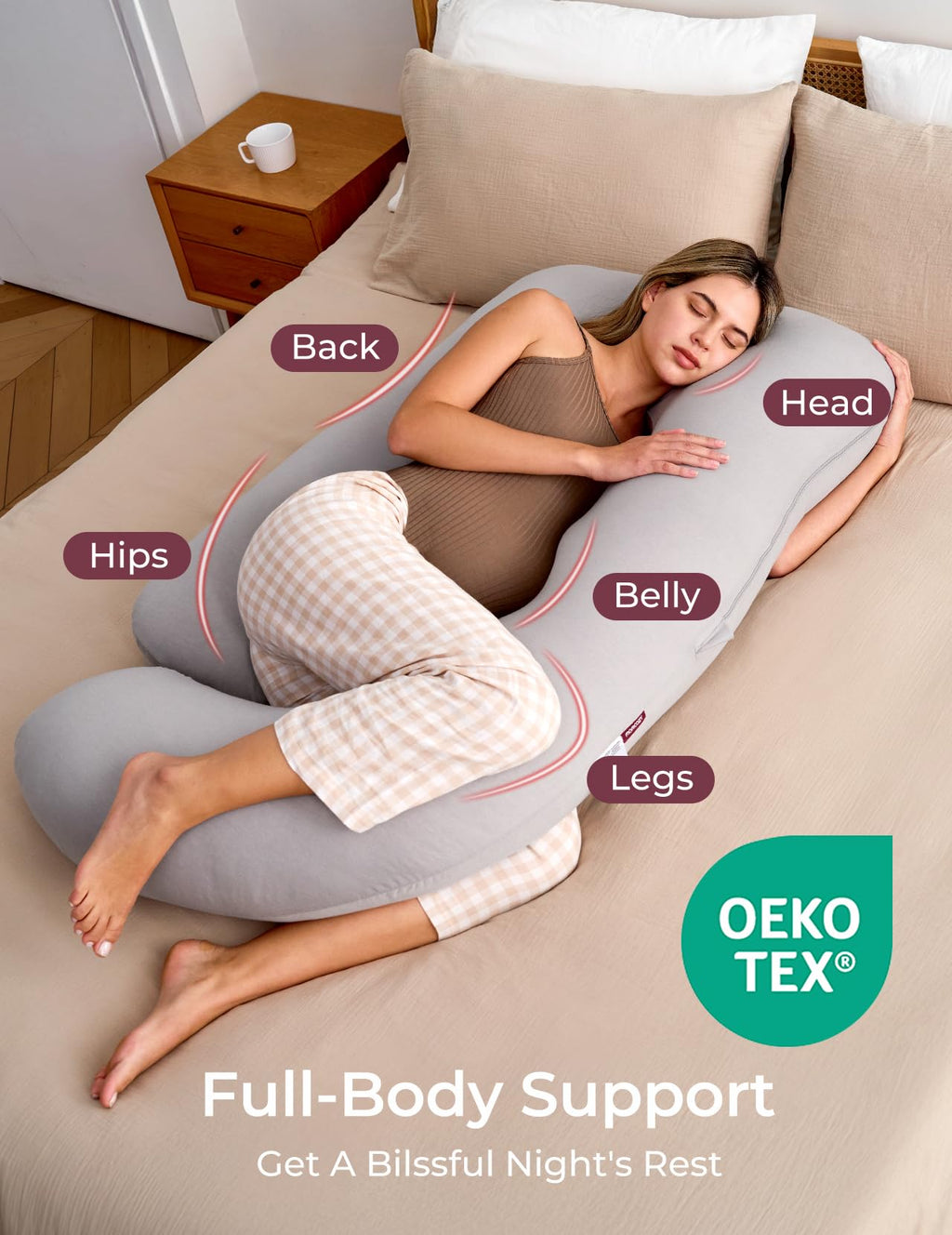 Momcozy Pregnancy Pillow for Sleeping - U Shaped Full Body Maternity Pillow Jansha Store