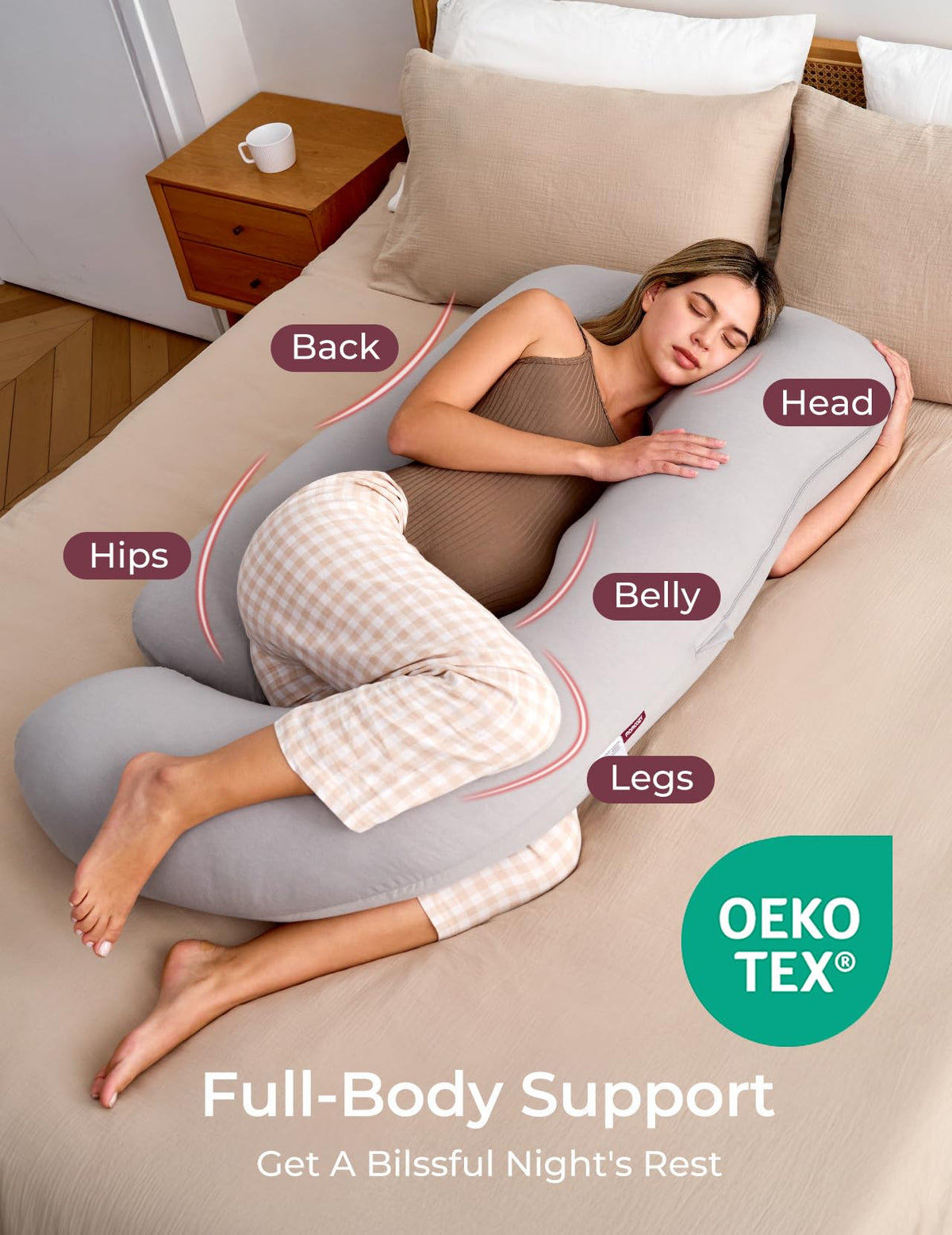 Momcozy Pregnancy Pillow for Sleeping - U Shaped Full Body Maternity Pillow Jansha Store