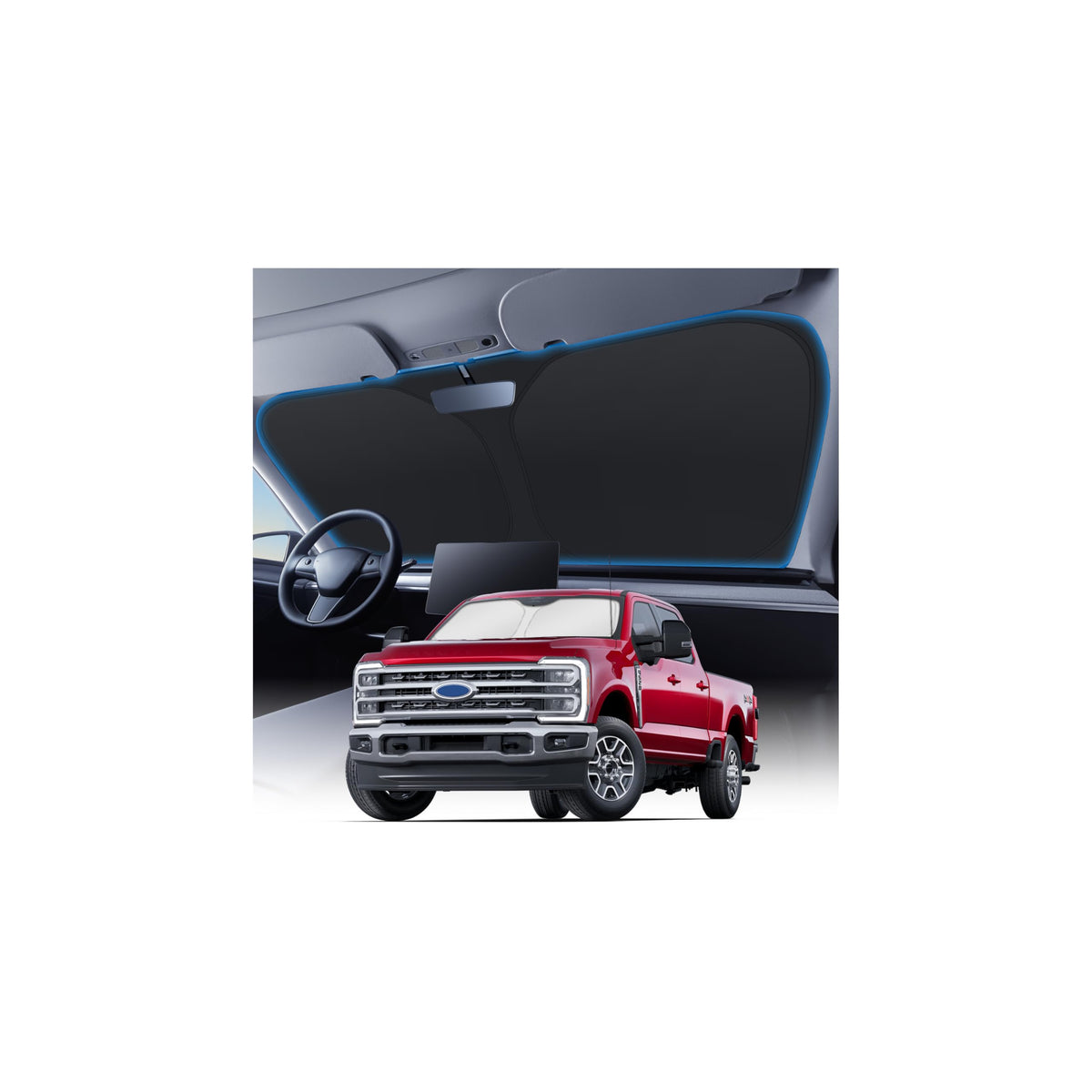KUST Windshield Sun Shade for 2017-2026 Tesla Model Y/Model 3 Sunshade Accessories (Fit 2025-2026 Model Y Juniper / 2024 Model 3 Highland) Upgraded Foldable Sunshade, Blocks UV Rays Keep Car Cool Jansha Store